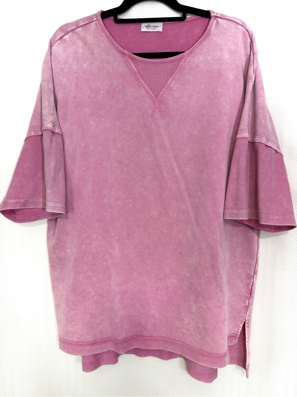 Ashlee Marie Boutique Washed Pink Short Sleeve Tunic Top Size XL